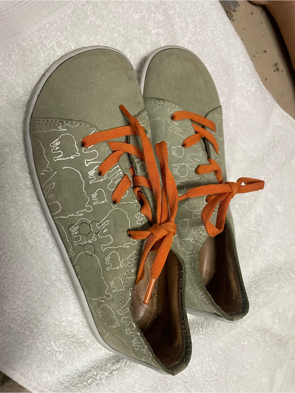 Vivo Barefoot Olive Green Kids Sneakers with Orange Laces